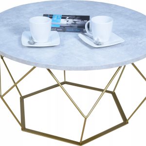 Okrągły Stoliczek Kawowy DIAMENT Loft Salon 75x75x43 Złoty+Beton Jasny 856179 Okrągły Stoliczek Kawowy DIAMENT Loft Salon 75x75x43 Złoty+Beton Jasny 856179