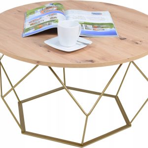 Okrągły Stoliczek Kawowy DIAMENT Loft Salon 75x75x43 Złoty+Dąb Artisan 856152 Okrągły Stoliczek Kawowy DIAMENT Loft Salon 75x75x43 Złoty+Dąb Artisan 856152