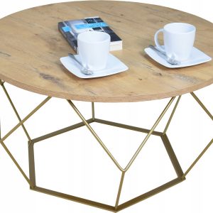 Okrągły Stoliczek Kawowy DIAMENT Loft Salon 75x75x43 Złoty+Dąb Lancelot 856089 Okrągły Stoliczek Kawowy DIAMENT Loft Salon 75x75x43 Złoty+Dąb Lancelot 856089