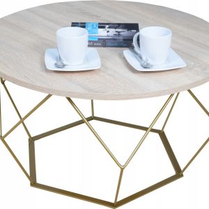 Okrągły Stoliczek Kawowy DIAMENT Loft Salon 75x75x43 Złoty+Dąb Sonoma 855870 Okrągły Stoliczek Kawowy DIAMENT Loft Salon 75x75x43 Złoty+Dąb Sonoma 855870