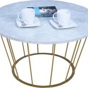 Okrągły Stoliczek Kawowy Z Drutu Loft 75x75x43 Złoty+Blat Beton Jasny 856124 Okrągły Stoliczek Kawowy Z Drutu Loft 75x75x43 Złoty+Blat Beton Jasny 856124