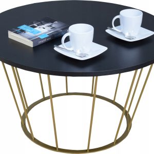 Okrągły Stoliczek Kawowy Z Drutu Loft 75x75x43 Złoty+Blat Czarny MiniPearl 856111 Okrągły Stoliczek Kawowy Z Drutu Loft 75x75x43 Złoty+Blat Czarny MiniPearl 856111