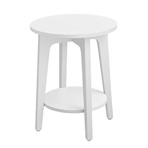 Okrągły stolik boczny 2 poziomy biały 40x50 cm do salonu 383255