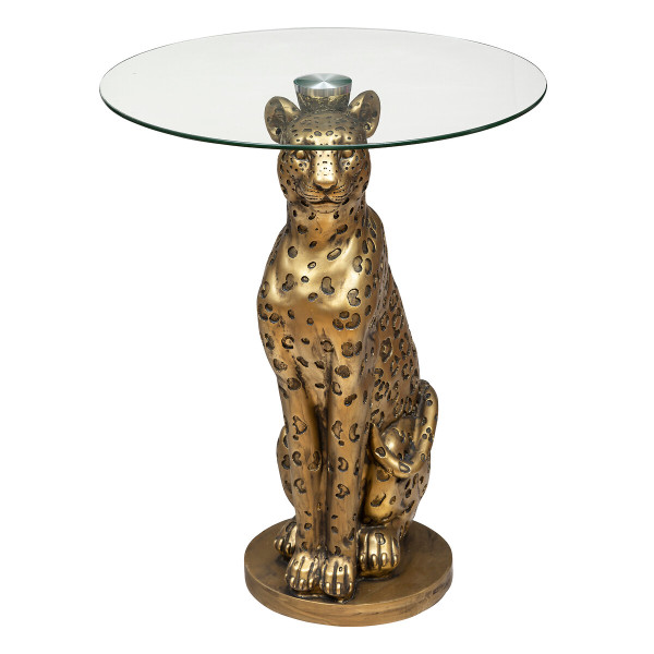 Okrągły stolik kawowy lampart szklany 40 cm do salonu 383279