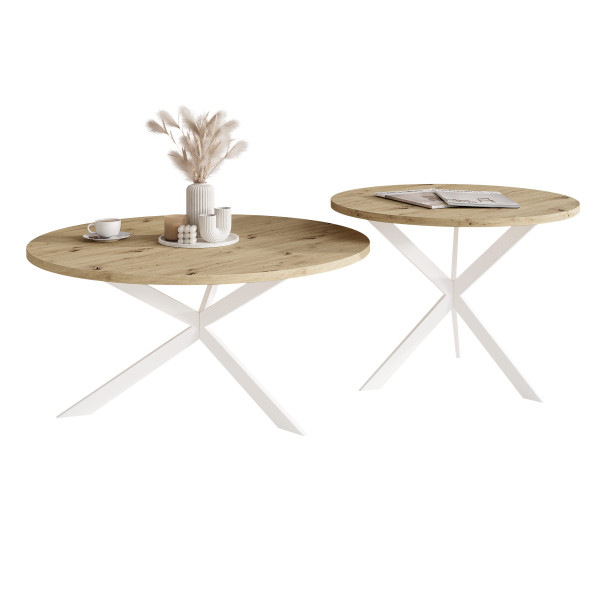 Okrągły stolik kawowy LIBERO 2w1 - dąb artisan 712879