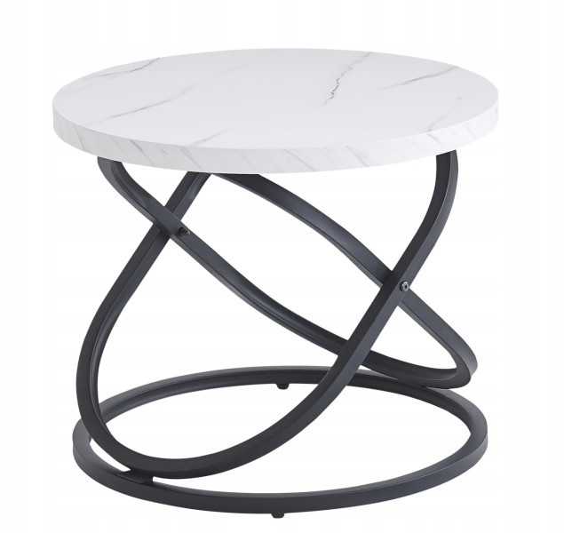 Okrągły stolik kawowy nowoczesny ława Galaxy Max fi 60cm biały marmur 994697