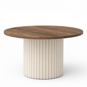 Okrągły stolik kawowy Riko 58cm ryflowana podstawa-dąb lefkas/ kaszmir 727264