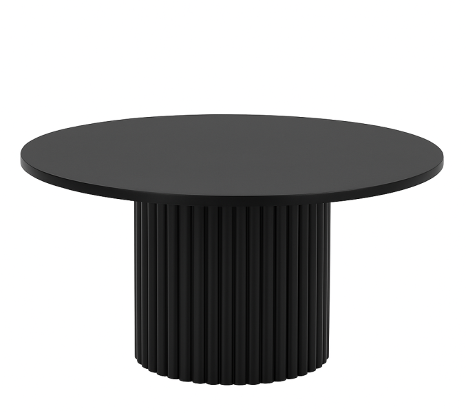 Okrągły stolik kawowy Riko 90 cm ryflowana podstawa metalowa- czarny 727235