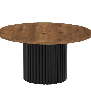Okrągły stolik kawowy Riko 90cm ryflowana podstawa- dąb lefkas ciemny 727270