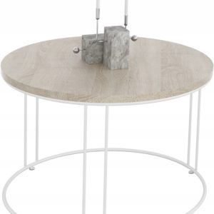 Okrągły Stolik Kawowy Z Drutu Do Salonu Loft 55x55x37 Biały+Dąb Sonoma 859029 Okrągły Stolik Kawowy Z Drutu Do Salonu Loft 55x55x37 Biały+Dąb Sonoma 859029