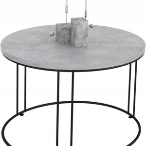 Okrągły Stolik Kawowy Z Drutu Do Salonu Loft 55x55x37 Czarny+Beton Jasny 859019 Okrągły Stolik Kawowy Z Drutu Do Salonu Loft 55x55x37 Czarny+Beton Jasny 859019