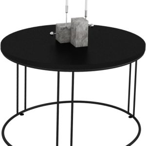 Okrągły Stolik Kawowy Z Drutu Do Salonu Loft 55x55x37 Czarny+Blat MiniPearl 917113 Okrągły Stolik Kawowy Z Drutu Do Salonu Loft 55x55x37 Czarny+Blat MiniPearl 917113