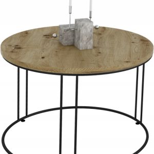 Okrągły Stolik Kawowy Z Drutu Do Salonu Loft 55x55x37 Czarny+Dąb Artisan 859071 Okrągły Stolik Kawowy Z Drutu Do Salonu Loft 55x55x37 Czarny+Dąb Artisan 859071
