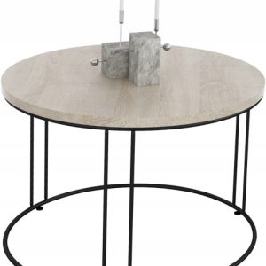 Okrągły Stolik Kawowy Z Drutu Do Salonu Loft 55x55x37 Czarny+Dąb Sonoma 859018 Okrągły Stolik Kawowy Z Drutu Do Salonu Loft 55x55x37 Czarny+Dąb Sonoma 859018