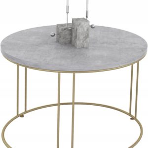 Okrągły Stolik Kawowy Z Drutu Do Salonu Loft 55x55x37 Złoty+Beton Jasny 859084 Okrągły Stolik Kawowy Z Drutu Do Salonu Loft 55x55x37 Złoty+Beton Jasny 859084