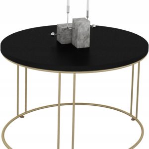 Okrągły Stolik Kawowy Z Drutu Do Salonu Loft 55x55x37 Złoty+Blat MiniPearl 859068 Okrągły Stolik Kawowy Z Drutu Do Salonu Loft 55x55x37 Złoty+Blat MiniPearl 859068