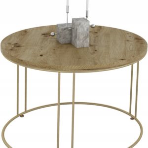 Okrągły Stolik Kawowy Z Drutu Do Salonu Loft 55x55x37 Złoty+Dąb Artisan 859074 Okrągły Stolik Kawowy Z Drutu Do Salonu Loft 55x55x37 Złoty+Dąb Artisan 859074