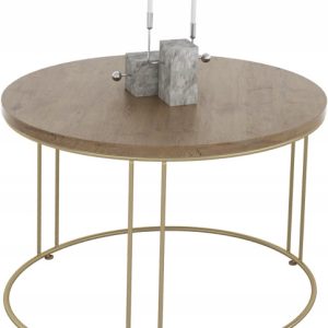 Okrągły Stolik Kawowy Z Drutu Do Salonu Loft 55x55x37 Złoty+Dąb Lancelot 859035 Okrągły Stolik Kawowy Z Drutu Do Salonu Loft 55x55x37 Złoty+Dąb Lancelot 859035