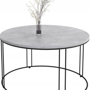 Okrągły Stolik Kawowy Z Drutu Do Salonu Loft 75x75x43 Czarny+Beton Jasny 859046 Okrągły Stolik Kawowy Z Drutu Do Salonu Loft 75x75x43 Czarny+Beton Jasny 859046