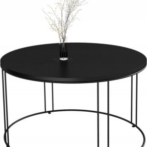 Okrągły Stolik Kawowy Z Drutu Do Salonu Loft 75x75x43 Czarny+Blat MiniPearl 859044 Okrągły Stolik Kawowy Z Drutu Do Salonu Loft 75x75x43 Czarny+Blat MiniPearl 859044