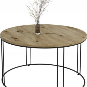 Okrągły Stolik Kawowy Z Drutu Do Salonu Loft 75x75x43 Czarny+Dąb Artisan 859025 Okrągły Stolik Kawowy Z Drutu Do Salonu Loft 75x75x43 Czarny+Dąb Artisan 859025