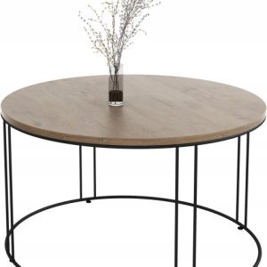 Okrągły Stolik Kawowy Z Drutu Do Salonu Loft 75x75x43 Czarny+Dąb Lancelot 859034 Okrągły Stolik Kawowy Z Drutu Do Salonu Loft 75x75x43 Czarny+Dąb Lancelot 859034