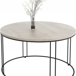 Okrągły Stolik Kawowy Z Drutu Do Salonu Loft 75x75x43 Czarny+Dąb Sonoma 859085 Okrągły Stolik Kawowy Z Drutu Do Salonu Loft 75x75x43 Czarny+Dąb Sonoma 859085
