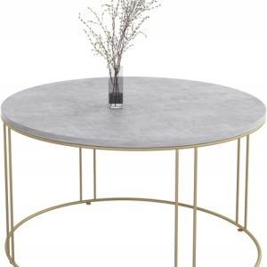 Okrągły Stolik Kawowy Z Drutu Do Salonu Loft 75x75x43 Złoty+Beton Jasny 859079 Okrągły Stolik Kawowy Z Drutu Do Salonu Loft 75x75x43 Złoty+Beton Jasny 859079