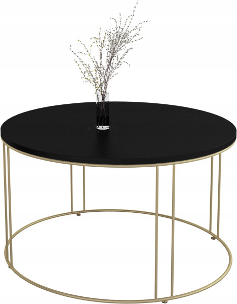 Okrągły Stolik Kawowy Z Drutu Do Salonu Loft 75x75x43 Złoty+Blat MiniPearl 859062