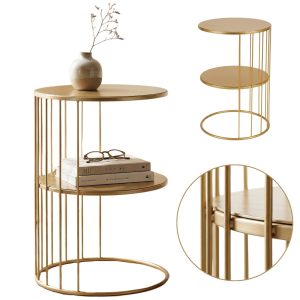 Okrągły stolik kawowy z metalu, z półką RODA, 52 cm 974047