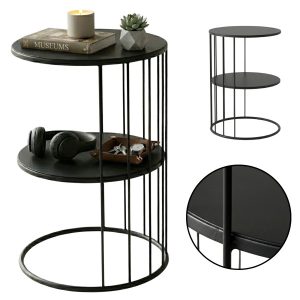 Okrągły stolik kawowy z metalu, z półką RODA, 52 cm 974046