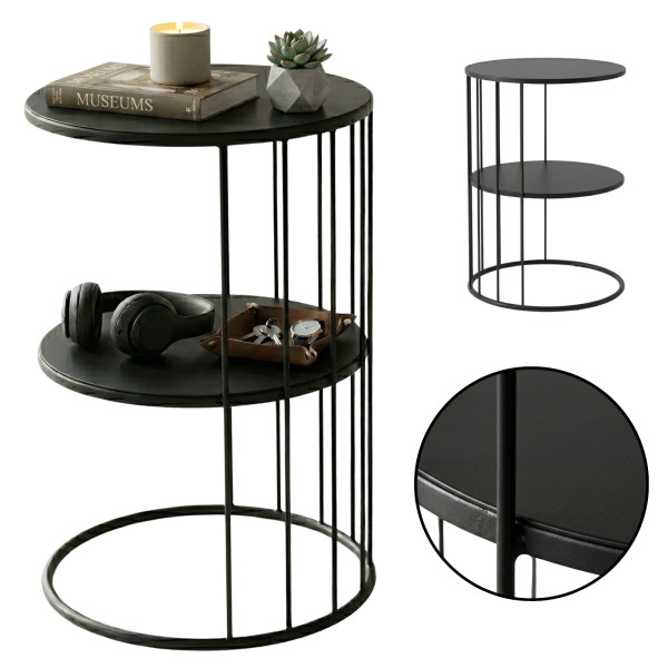Okrągły stolik kawowy z metalu, z półką RODA, 52 cm 974046
