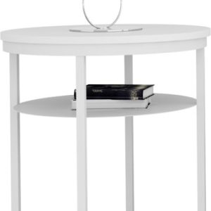 Okrągły Stolik Kawowy z Półką Do Salonu Loft 55 cm Metal Biały+Biały Mat 963601