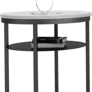 Okrągły Stolik Kawowy z Półką Do Salonu Loft 55 cm Metal Czarny+Beton Jasny 963593