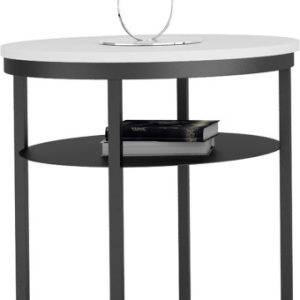 Okrągły Stolik Kawowy z Półką Do Salonu Loft 55 cm Metal Czarny+Biały Mat 963615
