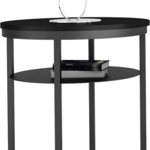 Okrągły Stolik Kawowy z Półką Do Salonu Loft 55 cm Metal Czarny+MiniPearl 963607