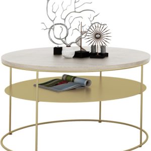 Okrągły Stolik Kawowy z Półką Salon Loft Metal 75x75x43 Złoty+Dąb Sonoma 856168 Okrągły Stolik Kawowy z Półką Salon Loft Metal 75x75x43 Złoty+Dąb Sonoma 856168