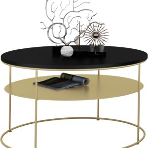 Okrągły Stolik Kawowy z Półką Salon Loft Metal 75x75x43 Złoty+MiniPearl 856165 Okrągły Stolik Kawowy z Półką Salon Loft Metal 75x75x43 Złoty+MiniPearl 856165