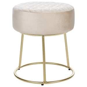 Okrągły taboret puf welurowy beżowy 825541 Okrągły taboret puf welurowy beżowy 825541