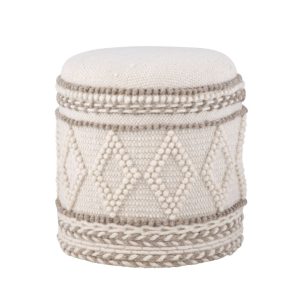 Okrągły Taboret Tapicerowany z Pojemnikiem Ø40×45 cm Boho Drewniany 756138 Okrągły Taboret Tapicerowany z Pojemnikiem Ø40×45 cm Boho Drewniany 756138