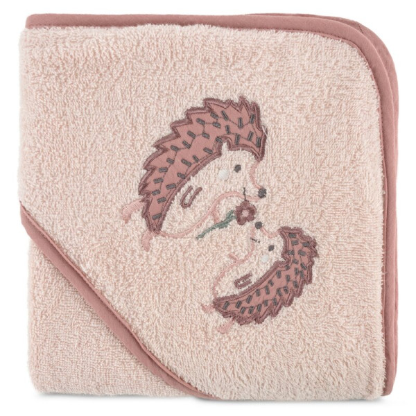 Okrycie kąpielowe 100x100 Baby 68 różowy jeże ręcznik z kapturkiem 350 g/m2 741535