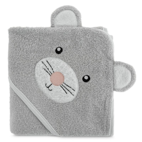 Okrycie kąpielowe 100x100 Baby srebrny myszka ręcznik z kapturkiem 350 g/m2 741536