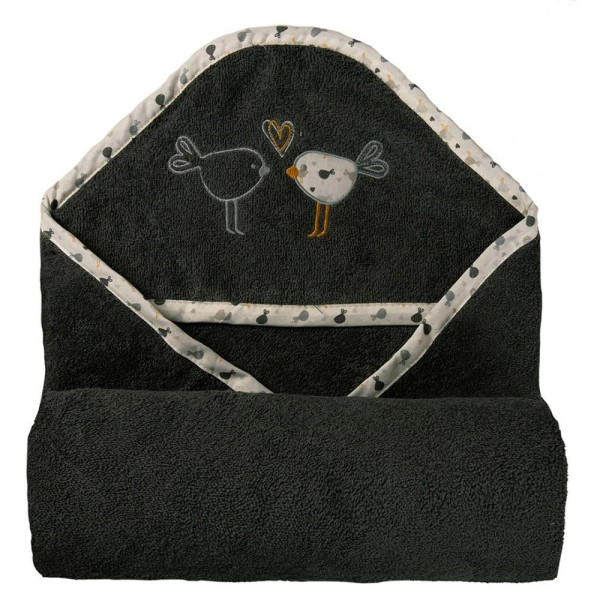 Okrycie kąpielowe niemowlęce 100x100 frotte maxi plus Birds grafitowe 773878
