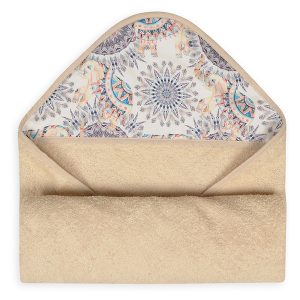 Okrycie kąpielowe niemowlęce Maxi Print 100×100 cm beżowe 49574 Okrycie kąpielowe niemowlęce Maxi Print 100×100 cm beżowe 49574