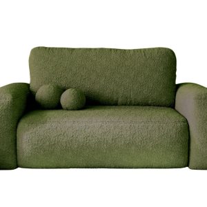 Oliwkowa nowoczesna sofka do salonu w pluszowej tkaninie TEDIS 986094 Oliwkowa nowoczesna sofka do salonu w pluszowej tkaninie TEDIS 986094