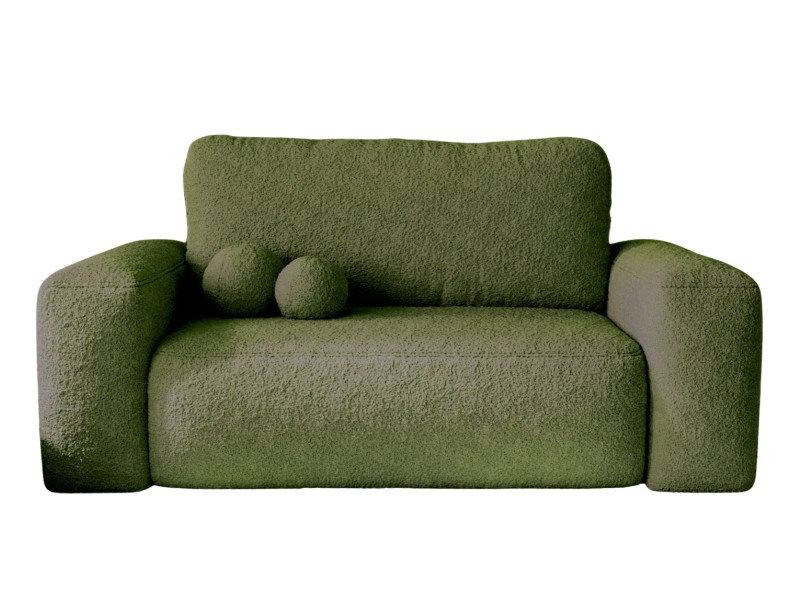 Oliwkowa nowoczesna sofka do salonu w pluszowej tkaninie TEDIS 986094