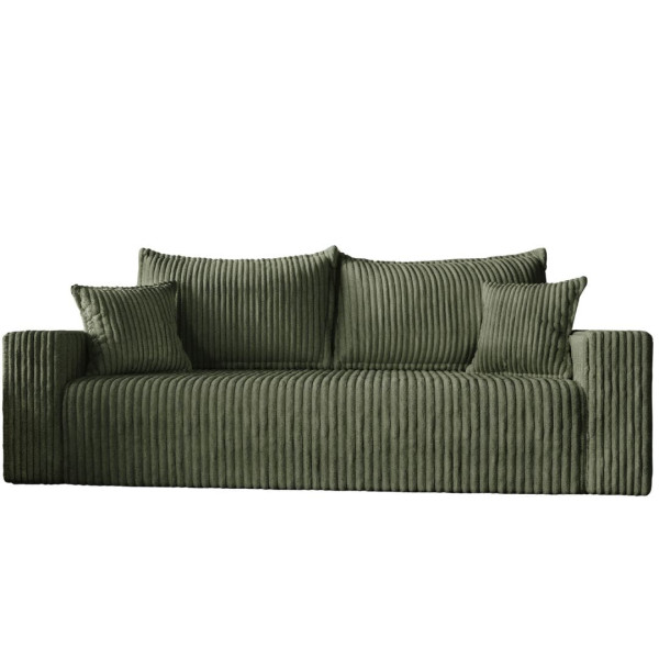 Oliwkowa wygodna sofa w miękkiej tkaninie prążkowanej TILO 993914