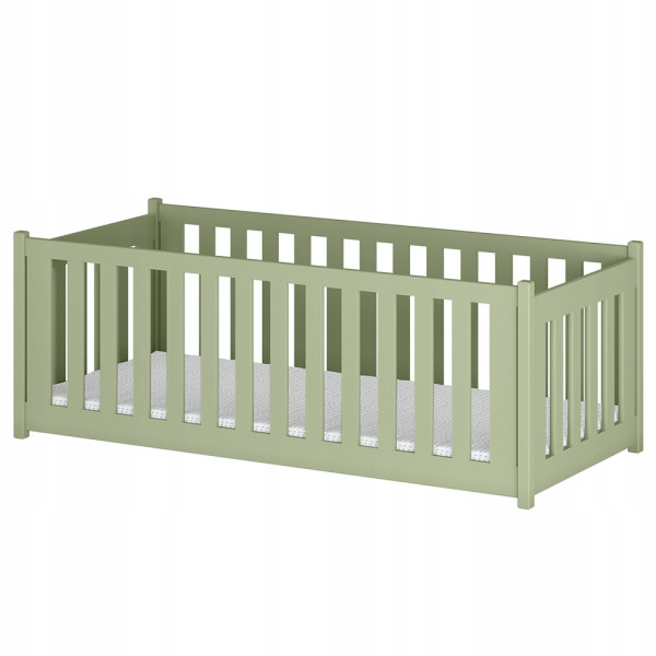 Oliwkowe łóżko z barierkami ochronnymi CONCEPT 80x160 ze stelazem flex 864646