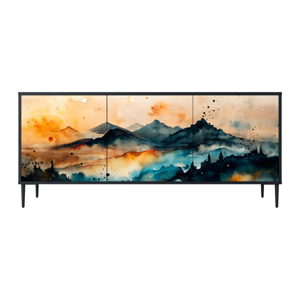 OMINOUS MOUNTAINS Komoda 3 drzwi Czarna-Metalowa szpilka czarna 442167