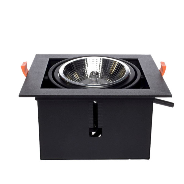 Oprawa wpuszczana kwadratowa czarna 19cm PLAZA 1xAR111x35W IP20 Milagro 917998